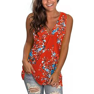 Womens Summer Tank Tops Cami Shirts Plus Size Womans Sleeveless Red 3XL