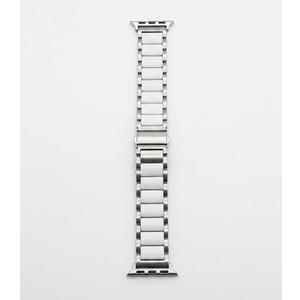Stainless Steel & White Ceramic Link Bracelet for Apple Watch, Elegant Replacement Band with Adjustable Clasp, Compatible with iWatch Series Ultra, SE, 9, 8, 7, 6, 5, 4