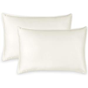 Queen Pillowcases by Pure Bamboo, Genuine 100% Organic Viscose Derived from Bamboo, Luxuriously Soft & Cooling, Double Stitching, Envelope Closure (2 Queen Pillowcases, Ivory)