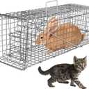 Humane Live Animal Cage Trap, 23.3x7.2x7.7 Inch Collapsible Live Animal Cage Trap Rabbits, Stray Cats, Raccoon, Mole, Squirrels Outdoor Small Animal Trap, Humane Catch & Release
