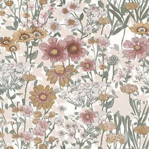 Orainege Peel and Stick Wallpaper Daisy Floral Wallpaper 16.9in x118.1in Boho Floral Contact Paper Self Adhesive Removable Wall Paper for Bedroom Living Room Cabinets Decor Vinyl Roll (Pink/Beige/Yellow)