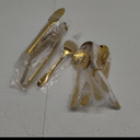 Gold 12 Pieces Serving Utensils Include Large Serving Spoons,Slotted Serving Spoons,Serving Forks,Serving Tongs,Appetizers Tongs,Soup Ladle and Pie Cake Server for Buffet Catering