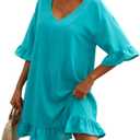 LuckyMore Women's Beach Swimsuit Cover Ups Ruffle Bathing Suit Swim Coverup Dress Swimwear M