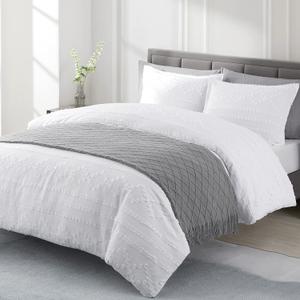 BOURINA Light Grey Throw Blanket 50 x90 Inches Throw Textured Solid Soft Sofa Throw Bed Runner Couch Cover Knitted Decorative Blanket Bed Runner (Light Gray)