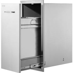 VEVOR Pull-Out Trash Drawer 13.4"W x 25.7"H x 19.6"D Lower Sliding Rails Steel Roll-Out Trash Bin Pull-Out Tray Outdoor Handled Kitchen Trash Drawer for BBQ Island Grill Station Trash Can NOT Included