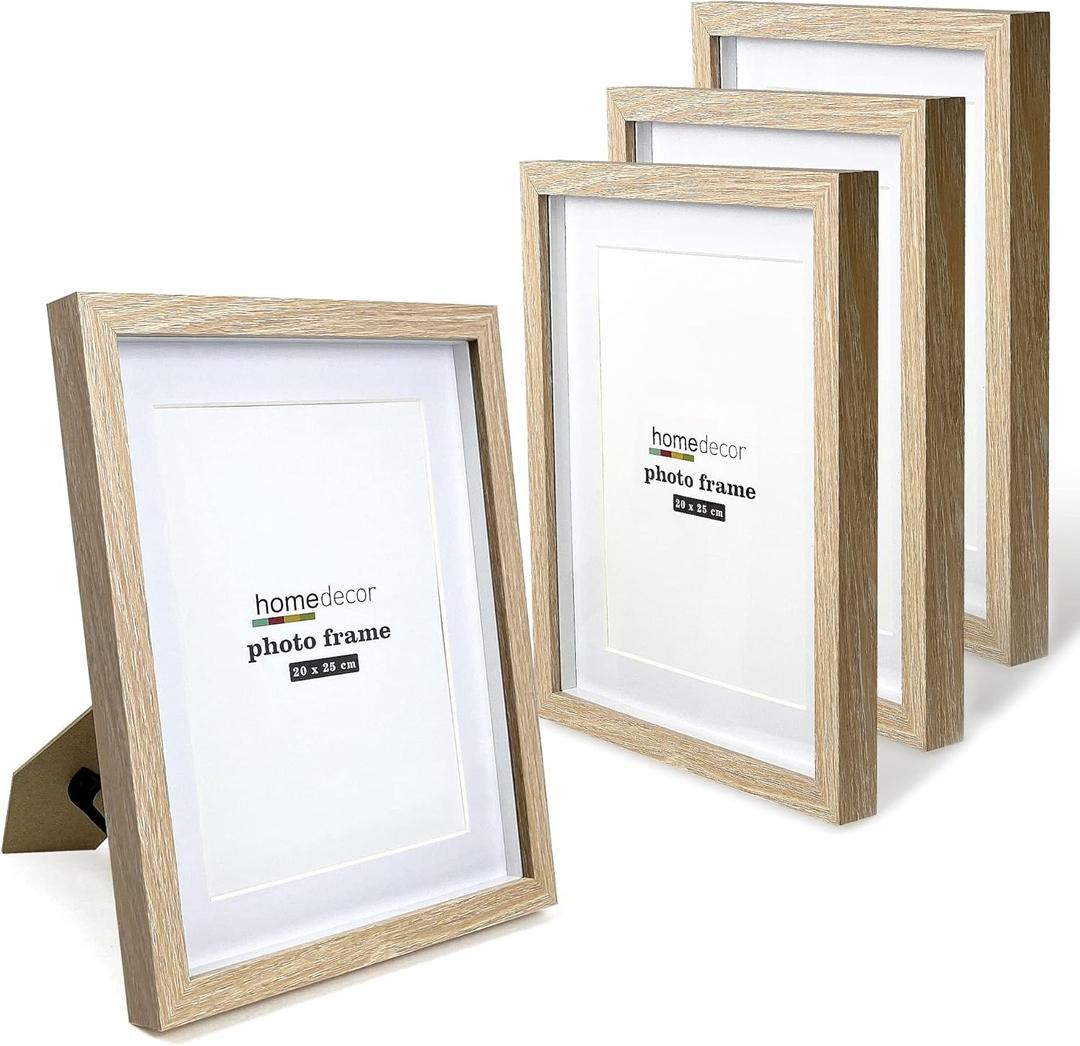 8x10 Shadow Box Frame, 4 Pack Picture Frame Set, Wall Picture Frame, Farmhouse Wood Rustic Picture Frames with Tempered Glass Gallery Wall Tabletop Display (Natural Wood, 8X10) (8X10 Mat 6X8)