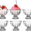 Vintage Glass Dessert Bowls, Ice Cream cups, 5oz Dessert cups, for Sundae, Fruit, Ice Cream, Pudding, small snacks,Condiment (6)