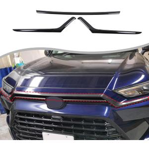 Car Front Bumper Upper Strips Cover Trim Compatible with Toyota Grand Highlander 2024 2025 2026,ABS Front Bummper Emblems Left and Right Molding Cover Trim Exterior Accessories 3PCS (Glossy Black)
