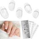 Semi Cured Gel Nail Strips with 30 Pieces–UV Gel Nail Stickers & Nail Wraps, Complete Manicure Kit Includes Prep Pads, Nail File and Wooden Stick, Easy Application, UV Light Required (White French 2B)