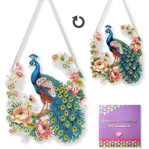 SOURMO Hanging Diamond Art Painting Ornament Peacock, DIY Double Sided Acrylic Diamonds Painting Pendant Kit for Adults
