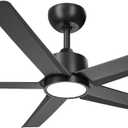 ocioc 44 Inch Ceiling Fans with Lights and Remote,Quiet DC Motor, Dimmable, 3CCT, 6 Speeds,Reversible, Black Modern Ceiling Fan for Bedroom, Living Room,Dining Room