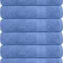 KAHAF COLLECTION 100% Cotton Bath Towels, 24x48 Pack of 6 Towels, Quick Dry, Highly Absorbent, Soft Feel Towel, Gym, Spa, Bathroom, Shower, Pool, Luxury Soft Towels (Blue, 24x48-6 Pack)