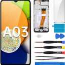 Samsung Galaxy A03 Screen Replacement with Frame LCD Display Touch Digitizer Full Assembly Fix Glass with Repair Tools Kit SM-A035F (A035F A035M)