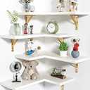 Corner Shelf Wall Mounted, Set of 4, Corner Floating Shelves, Corner Wall Shelf, Corner Hanging Shelf for Living Room, Kitchen and Bedroom (White Gold, 16.3 Inches)