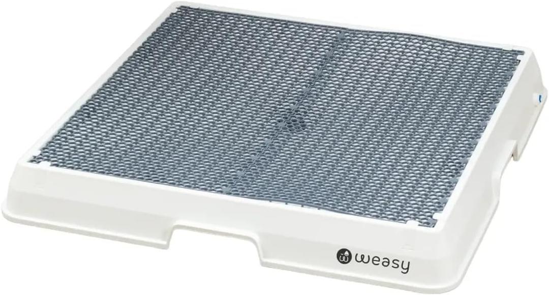 Weasy Indoor Dog Potty Tray for Medium Dogs with Drain Hose | Reusable Dog Toilet | Indoor Potty Training System | Compatible with Weasy Bag - White and Gray - Medium