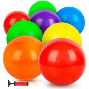 AMOR PRESENT 8PCS Inflatable Playground Balls, 8.5Inch Bouncing Sensory Balls with Hand Air Pump, for Kids Birthday Parties