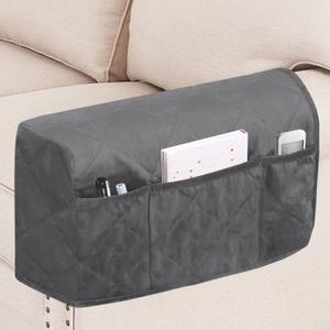 Turquoize Velvet Armrest Covers for Chairs and Sofas Couch Armrest Cover for Recliner with Side Pocket Non-Slip Arm Covers Protector for Dogs Washable Armrest Slipcovers Set of 2, Gray (Grey)