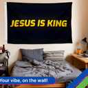 3x5 Ft Jesus is King Polyester Single Sided Flag with 2 Brass Grommets - Jesus Bedrooms Wall Decoration - Religious Cool Flags Banner for Room Guys College Dorm - Christian Flags for Indoor or Outdor