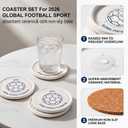 Ceramic Soccer Coasters with Raised Edge, Set of 2, Ball Outline