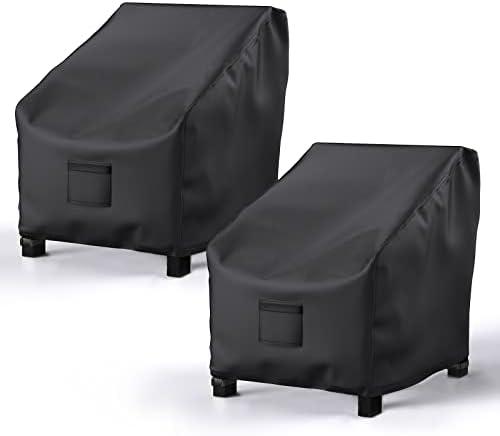 BROSYDA Patio Chair Covers for Outdoor Furniture Waterproof 1 Pack, Lawn Chair Covers 600D Heavy Duty Oxford Cloth, Large Covers for Lounge Lawn Deep Seat Black 38" W x 31" D x 29" H