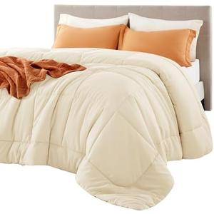 Bedsure Comforter Duvet Insert - Quilted Comforters Queen Size, All Season Duvet, GentleSoft Down Alternative Bedding, with 8 Tabs, Gifts for Women/Men, Cream,Queen 88 x 88 Inches