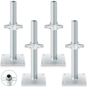 Zonon 4 Pack 12" Adjustable Leveling Jacks Scaffolding Hollow Screw Jacks with Base Plate for Baker Style Scaffolding Baker Scaffold