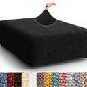 PAULATO BY GA.I.CO. Stretch Ottoman Slipcover 1-Piece – Bi-Elastic Foot Stool Cover for Square or Rectangle Pouf – Furniture Protector Machine Washable – Black (1. Large)