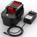 Black and Decker HPB12 12 Volt 6.0Ah Lithium Ion Replacement Battery Compatible with Black & Decker 12V Battery A12EX A1712 A12-XJ A12 FSB12 Firestorm FS120B,with a Fast Charger