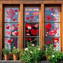 Valentines Day Decorations, 9 Sheets Valentine Window Clings Decor, Red Heart Stickers for Home, Office, Classroom, Romantic Cupid Decals Dcor