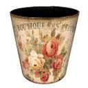 10L Wastebasket Retro Decorative Trash Can Waterproof PU Leather Wastebasket Without Lid for Kitchen, Office, Living Room, Bedroom (Flower-1)