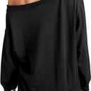 Roshop St Patricks Day Sweatshirt Women Loose Baggy Off Shoulder Lucky Irish Shamrock Long Sleeve Sweatshirts (Black, XXXL)