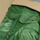 XONOR 100Pcs Artificial Monstera Leaves Fake Tropical Faux Palm Leaves with Stem for Jungle Hawaiian Dinosaur Luau Party Table Decoration Wedding Birthday Theme Party, Leaf Size: 7''x 5''