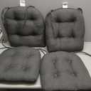 Quilmfoam 16.5"x15.5" Kitchen Chair Cushions Set of 4 for Dining Chair, Soft Tufted Non-Slip Memory Foam Seat Cushion with Ties for Indoor Kitchen Dining Furniture, Dark Grey