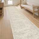 Soalmost Runner Rug 26"x120" Washable Non-Slip Runner Rugs for Kitchen Bathroom Laundry Room Beige Vintage Floor Carpet Runners for Hallway Entryway