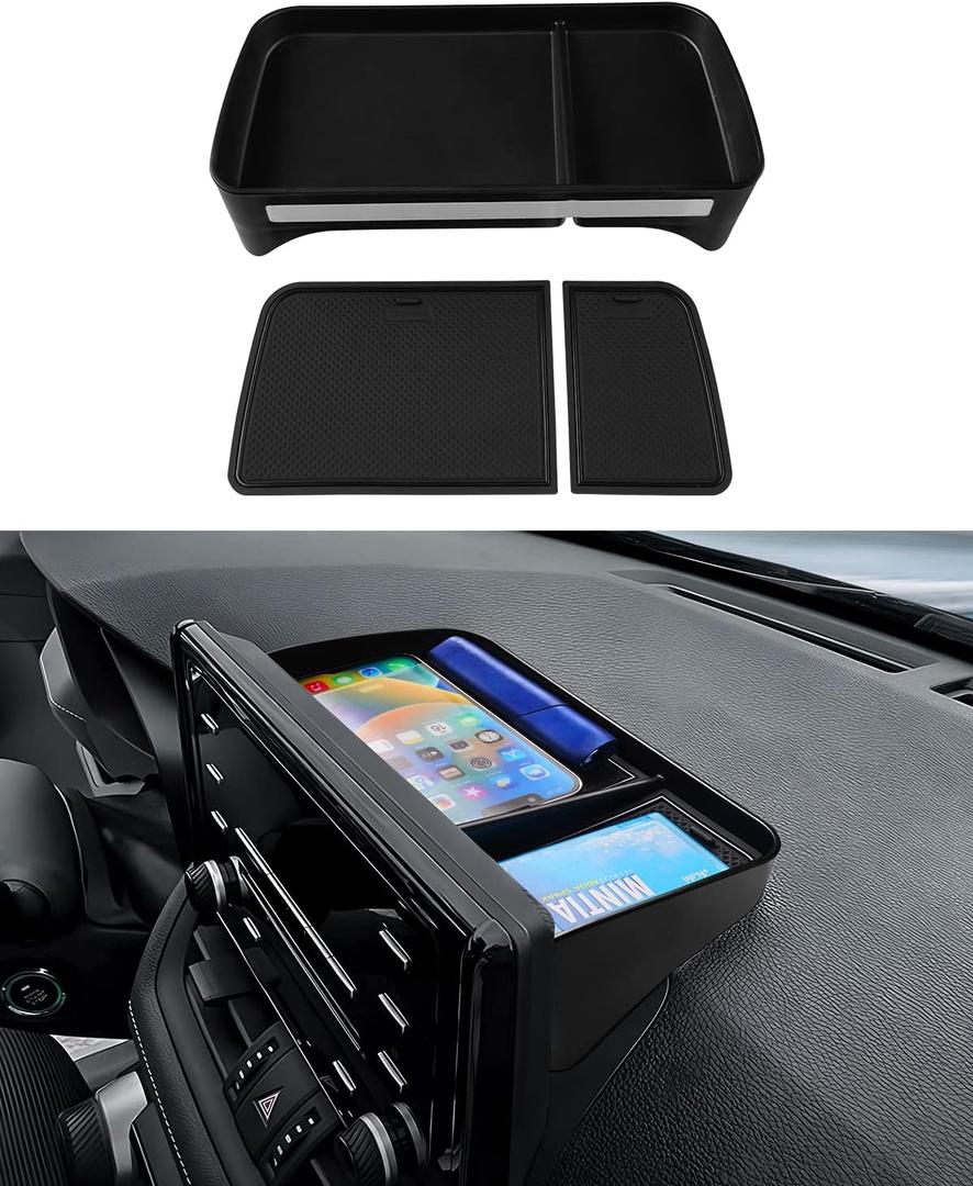 Karltys Dashboard Center Console Organizer for Toyota RAV4 2019-2025 Accessories (NOT for 10.5-Inch Screen), RAV4 Dash Organizer for Phones, Keys & More, ABS Dash Storage Tray with Non-Slip Liners