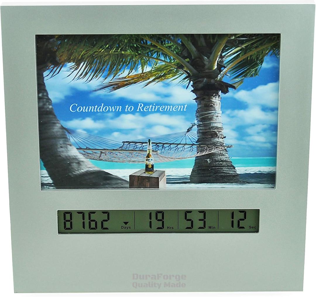 9999 Day Retirement Countdown Clock with Large Display Digital Timer & a 4x6 Picture Frame, Fun Gifts for Men or Women Change Photo & Count Down to Vacation Wedding Christmas Halloween holiday