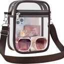 Clear Bag Stadium Approved Clear Purse for Women Clear Crossbody Bag for Stadium Events Concerts Festivals (Small, Chocolate)