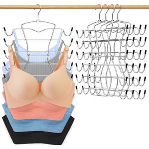 Tank Top Hangers Space Saving,Hanging Closet Organizer,6 Tiers Bra Hangers with 360 Swivel Hook,Closet Organizers and Storage,Dorm Room Essentials for Girls-4 Pack