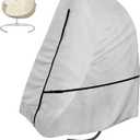Patio Hanging Egg Chair Cover Single Seat, 600D Heavy Duty Waterproof Outdoor Wicker Swing Egg Chair with Stand Protector Fits up to 75L x 45W Inches (Gray)