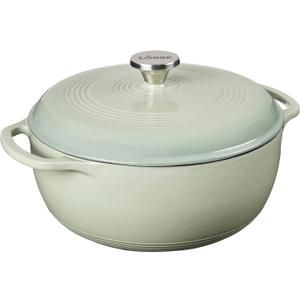 Lodge 6 Quart Enameled Cast Iron Dutch Oven with Lid  Dual Handles  Oven Safe up to 500 F or on Stovetop - Use to Marinate, Cook, Bake, Refrigerate and Serve  Desert Sage