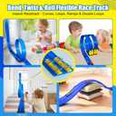 15 Ft Flexible Race Track for Kids 3+, Flexible Car Track Race Car Ramp Track Compatible with Hot Wheels and Diecast 1/64th Cars, Portable Rolls Up Race Tracks with Strong Suction Cups (Red)