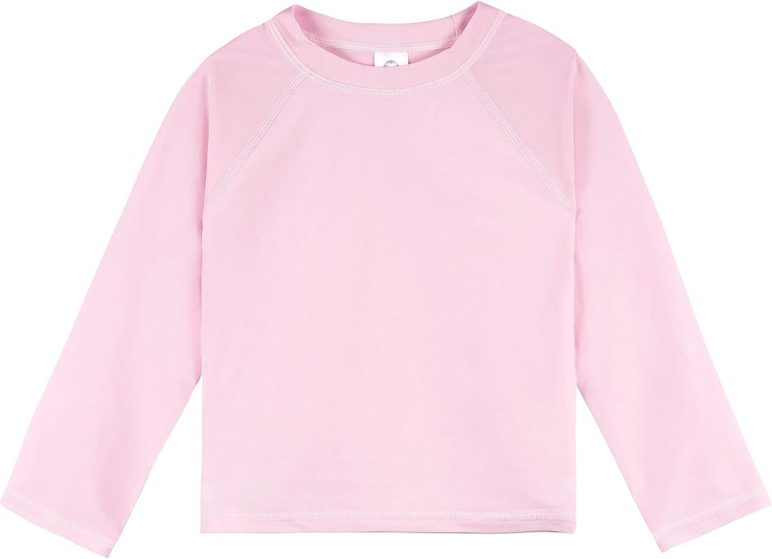 Gerber Unisex Baby Toddler UPF 50+ Long Sleeve Rashguard Swim Shirt, Light Pink, 2T