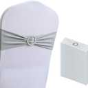 Pack of 30 Spandex Chair Sashes Bow Premium Stretch Chair Cover Band with Buckle Slider Universal fits Elastic Dining Chair Ties for Wedding Party Banquet Events Decoration - Grey
