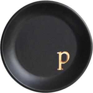 COLLECTIVE HOME - Ceramic Jewelry Tray, Decorative Trinket Dish for Rings Earrings Necklaces Bracelet Watch Keys, Birthday Mother's Day Christmas Gift for Women, 4.75", Black Surface (p)