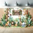 Jungle Safari Birthday 71x43 Inch Welcome to The Jungle Banner Animal Party Decoration Photography Background for Kids Baby Shower