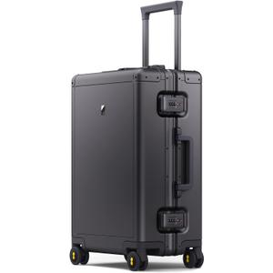 LEVEL8 Aluminum Zipperless Luggage 20 Inch, Carry on Suitcases with Wheels, Dark Grey
