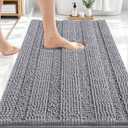 OLANLY Thick Bathroom Rugs 30x20, Extra Soft Absorbent Chenille Striped Bath Rugs, Rubber Backing, Machine Wash Dry, Bath Mats for Bathroom Floor, Tub and Shower, Home Decor Accessories, Grey