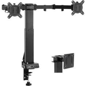 TOPSKY Adjustable Electric Monitor Desk Mount Fits Up to Dual 32 Inches 19.8lbs or Single 49 Inches 33lbs Computer Screens, Adjustable Swivel, Tilt, Rotate, VESA 75x75mm or 100x100mm MMT00.01 (Black)