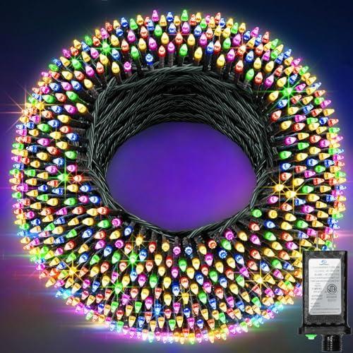 1500 LED 470FT Christmas String Lights Outdoor, 12 Modes and Timer Memory Dimmable, Plug in Waterproof Dark Green Wire Twinkle Fairy Light for for Xmas Yard Tree Wedding Party Decor (Multicolor)