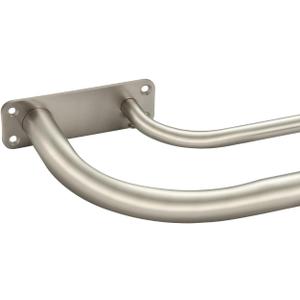 Double Curtain Rods, Brushed Nickel, 48 Inch, Wrap Around Room Darkening, Heavy Duty, Adjustable, Blackout Curtain Rod